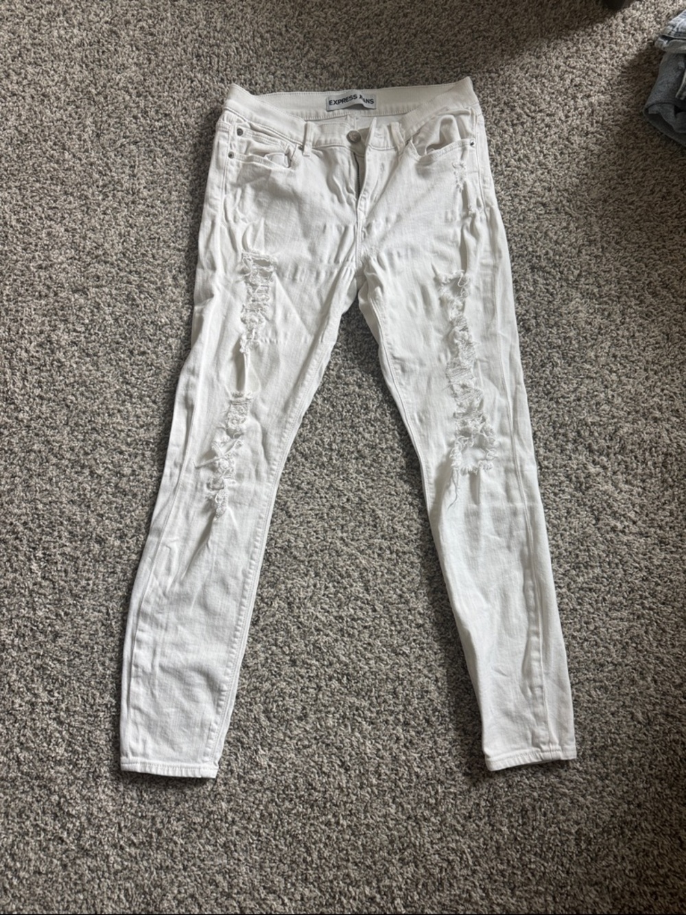Express White Ripped Skinny Jeans